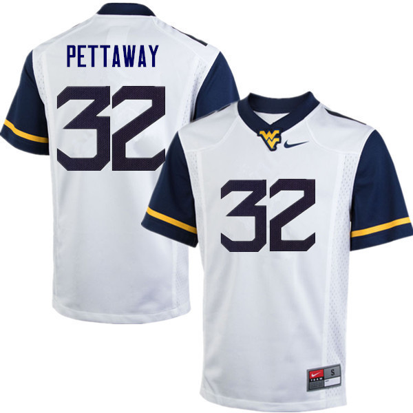 NCAA Men's Martell Pettaway West Virginia Mountaineers White #32 Nike Stitched Football College Authentic Jersey JR23G56EJ